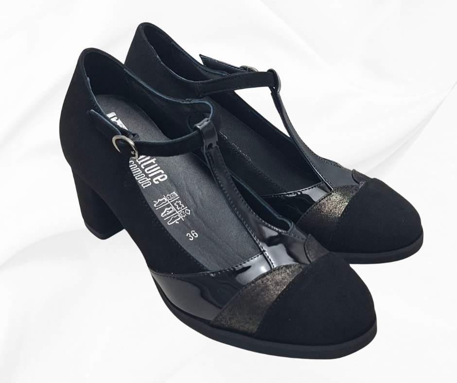 CMC 2465 nero scarpa molto comoda con tacco e cinturino