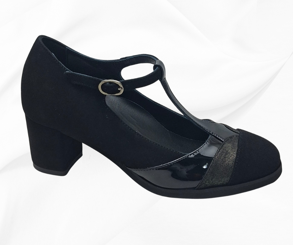 CMC 2465 nero scarpa molto comoda con tacco e cinturino