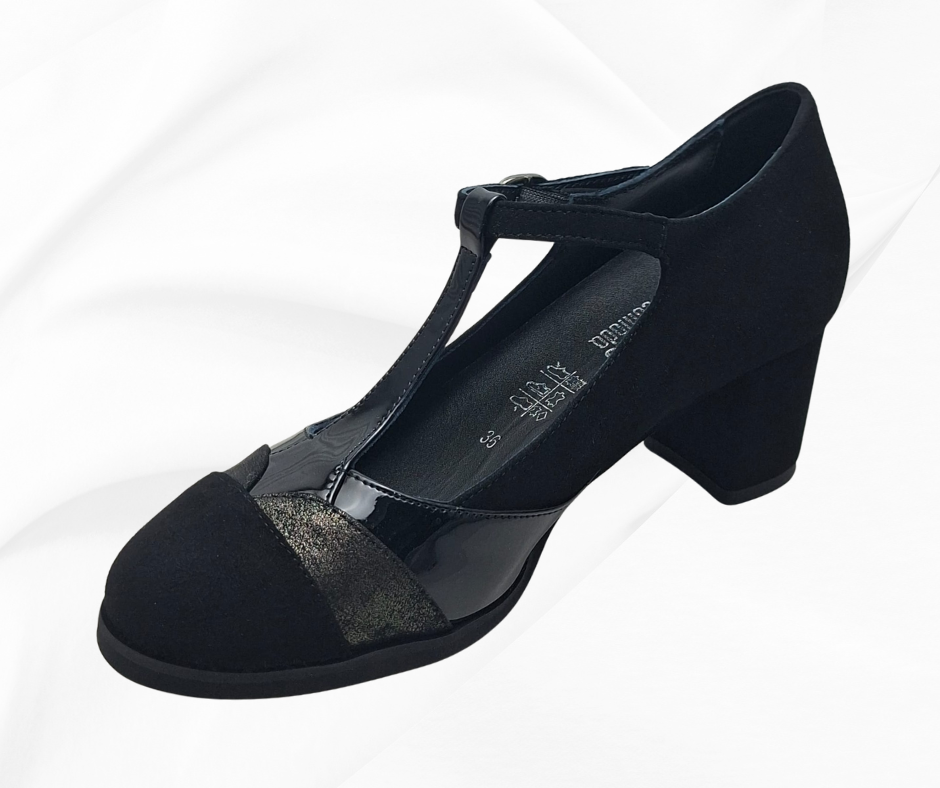 CMC 2465 nero scarpa molto comoda con tacco e cinturino