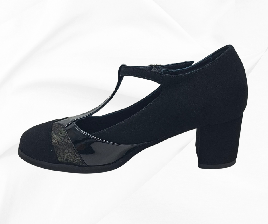 CMC 2465 nero scarpa molto comoda con tacco e cinturino