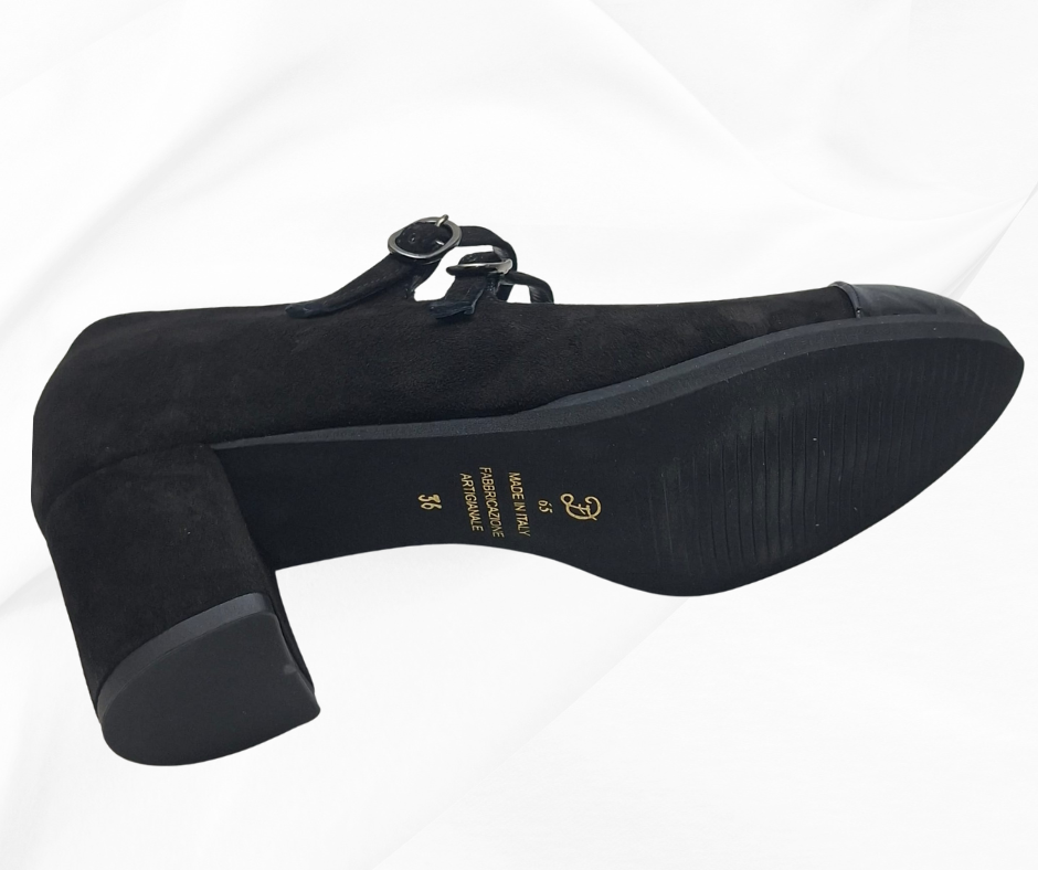 CMC 2466 NERO scarpa molto comoda con tacco e cinturino