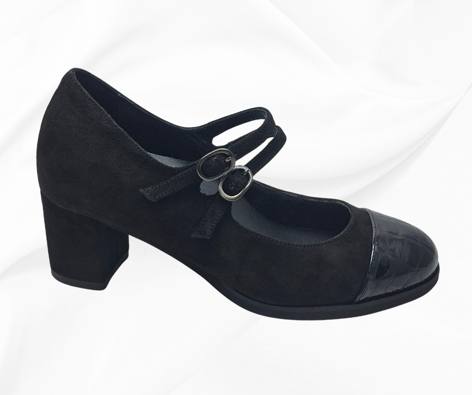 CMC 2466 NERO scarpa molto comoda con tacco e cinturino