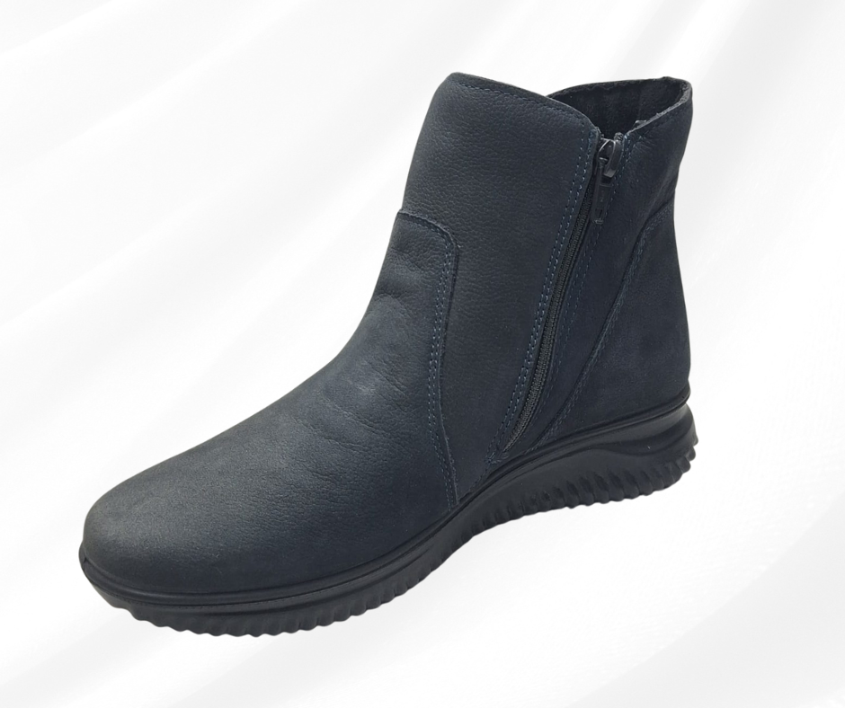 Stivaletto con zeppa bassa in nabuk blu enval soft 27682 blu