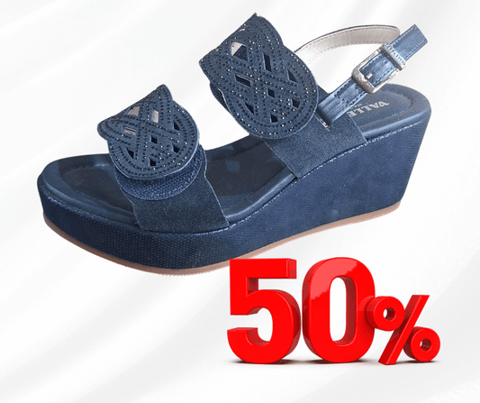 Sandalo Valleverde con doppio stretch e fibbia 32210 Blu