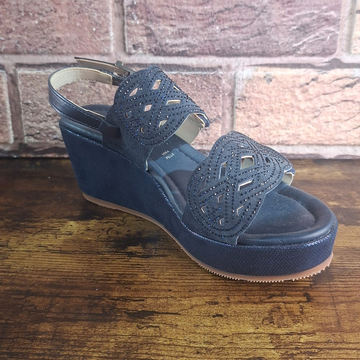 Sandalo Valleverde con doppio stretch e fibbia 32210 Blu