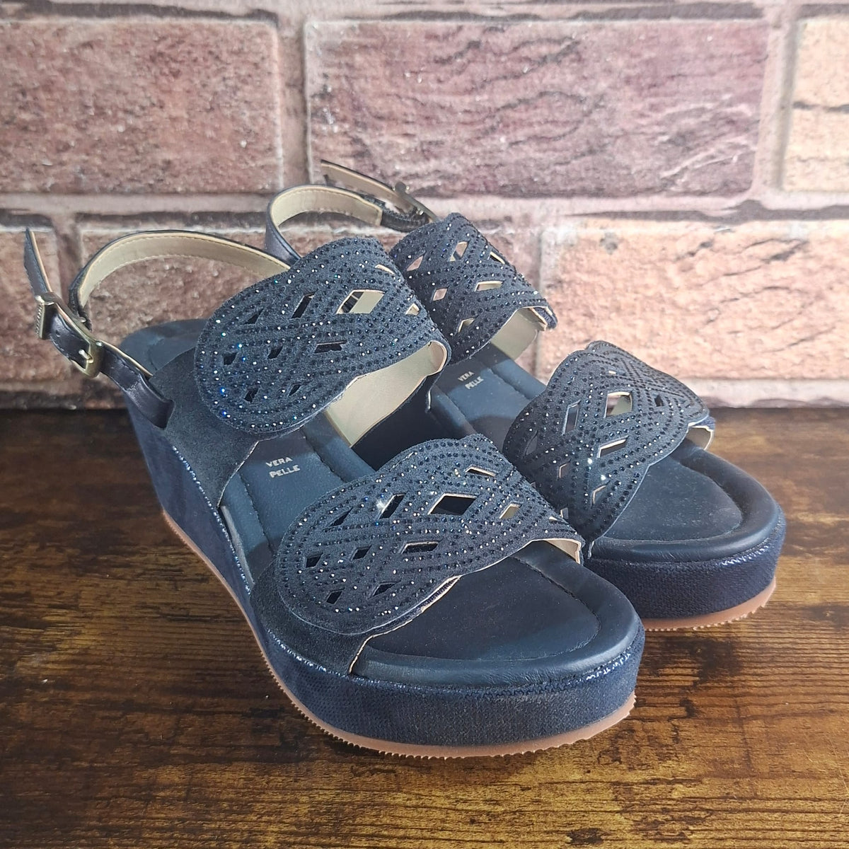 Sandalo Valleverde con doppio stretch e fibbia 32210 Blu