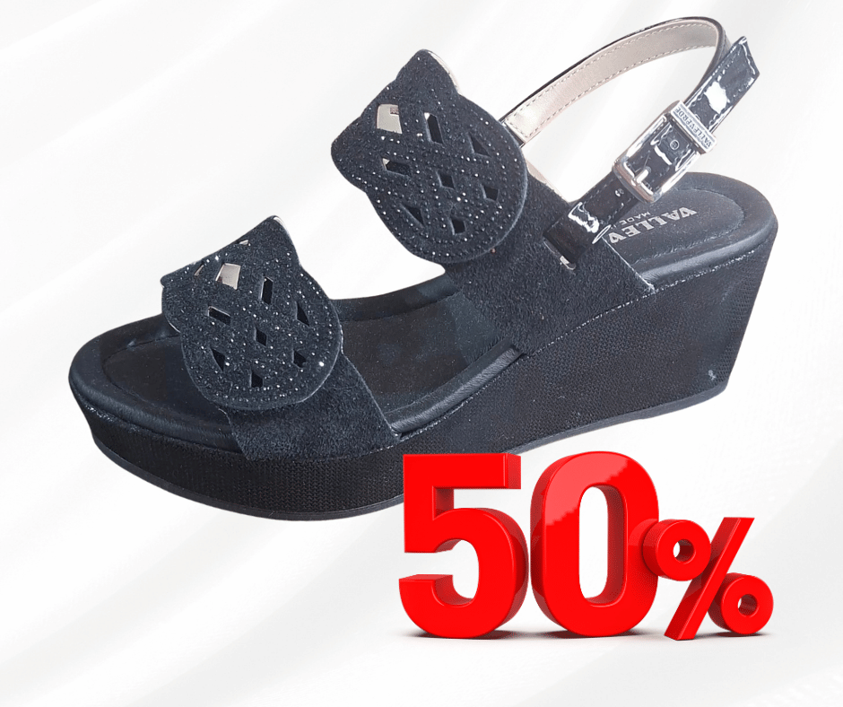 Sandalo Valleverde con doppio stretch e fibbia 32210 Nero