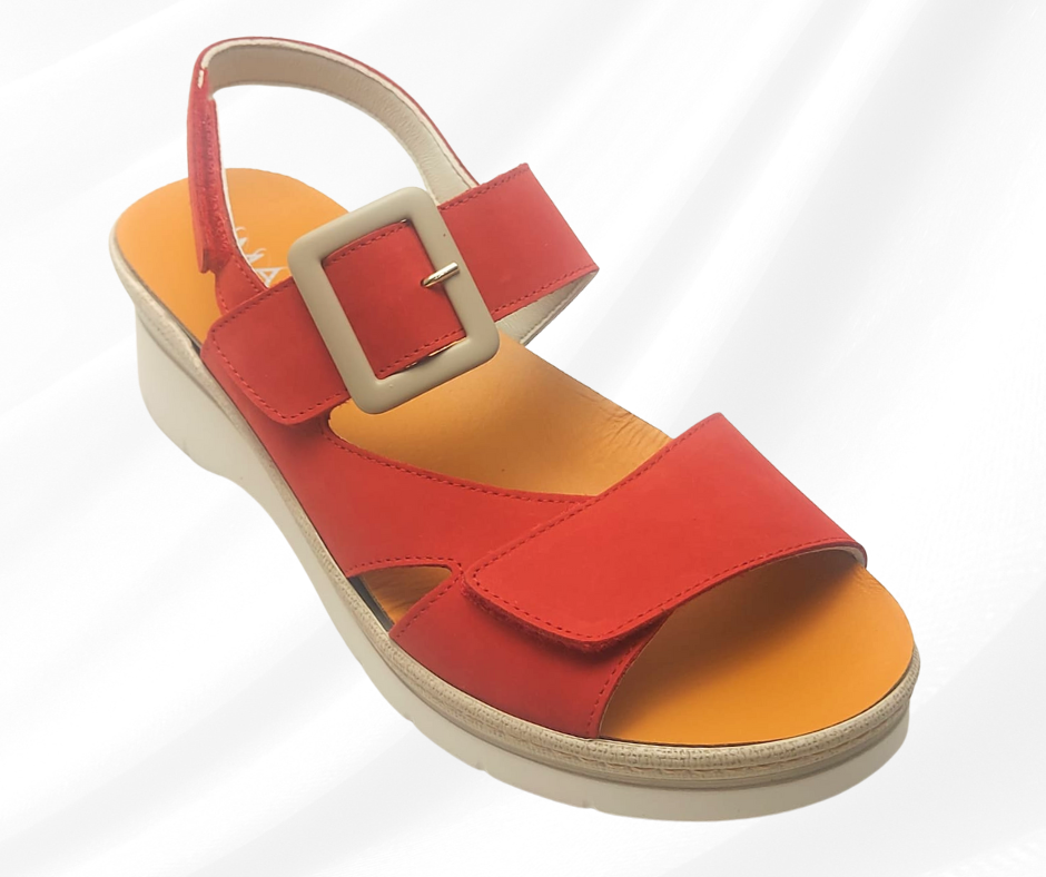 MARAL SHOES 364G ROSSO sandalo con doppio stretch a pianta larga