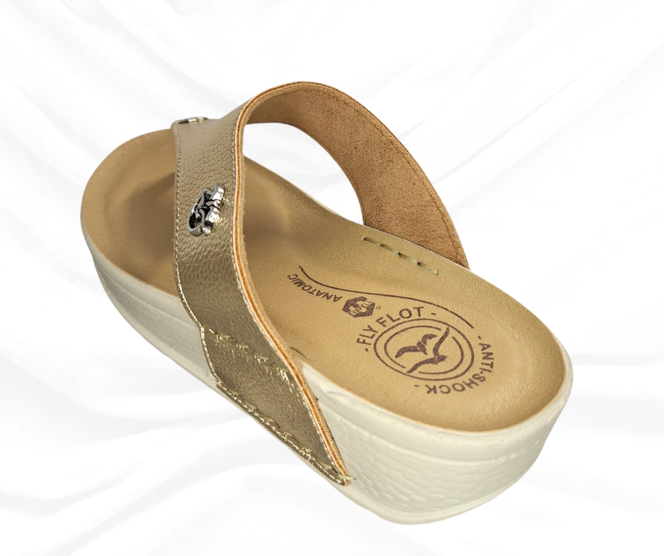 Infradito in pelle colore platino Fly Flot 38 G55 4B
