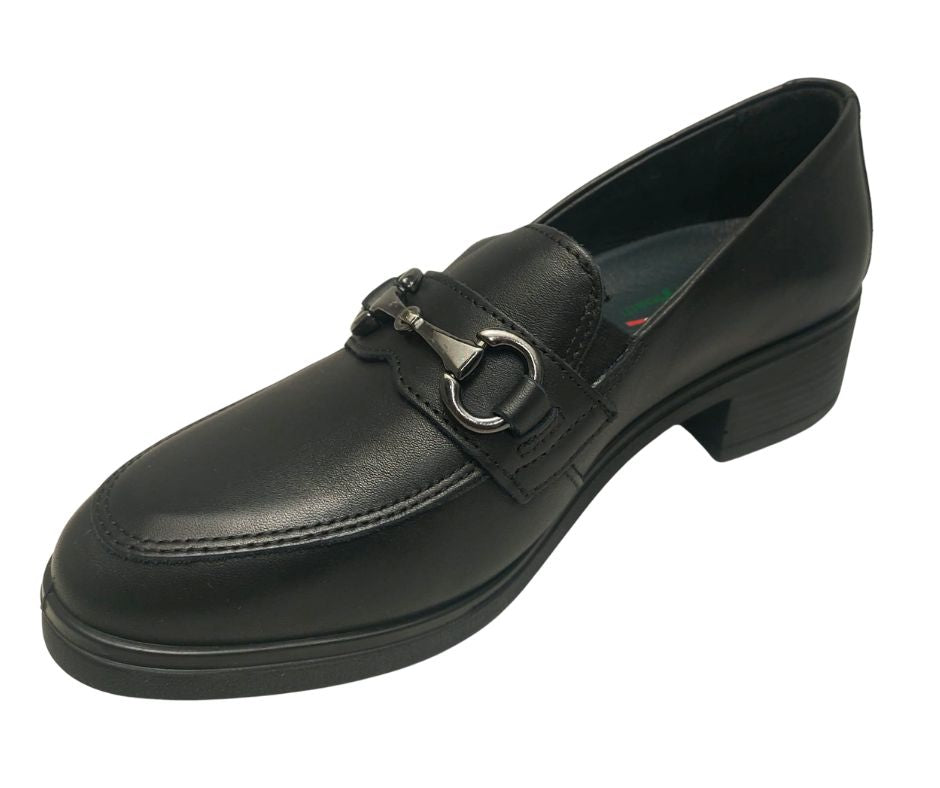 ENVAL SOFT 47501 NERO mocassino comodo donna con tacco 3 cm