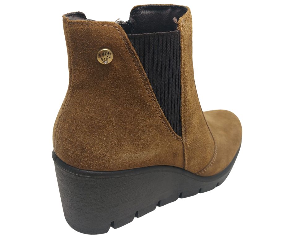 ENVAL SOFT 47630 COGNAC stivaletto in camoscio con zeppa