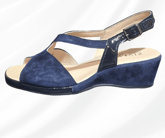 Sandalo in pelle con doppio stretch Ziviani 5098 blu