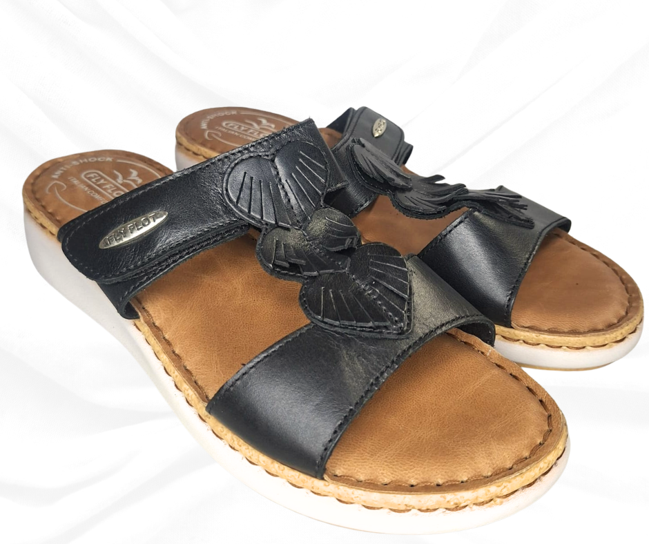 Ciabatta comoda in pelle G46 MG NERO Fly Flot
