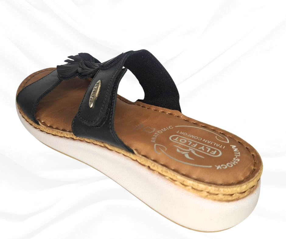 Ciabatta comoda in pelle G46 MG NERO Fly Flot