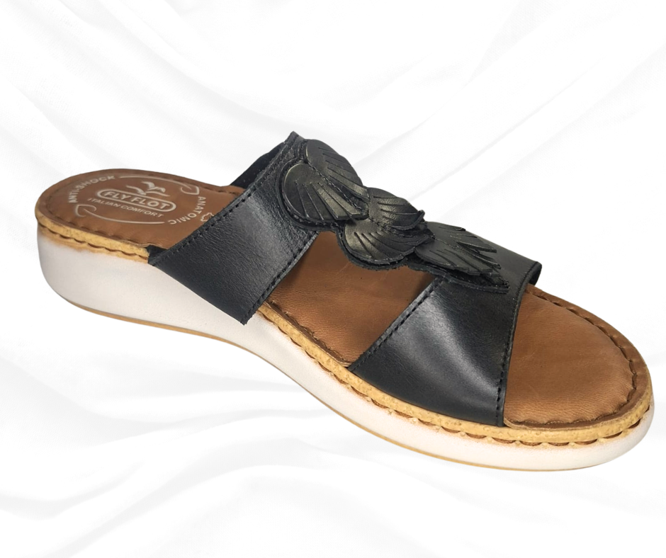 Ciabatta comoda in pelle G46 MG NERO Fly Flot