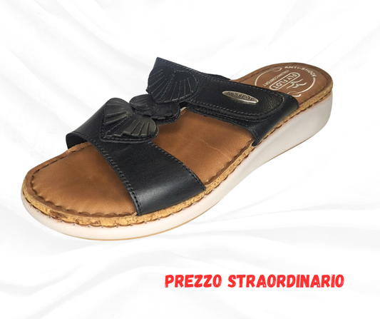 Ciabatta comoda in pelle G46 MG NERO Fly Flot