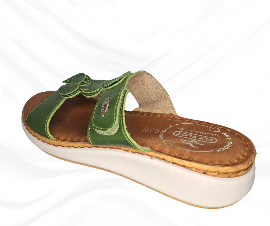 Ciabatta comoda in pelle G46 MG VERDE Fly Flot