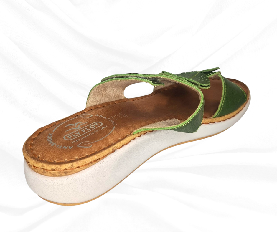 Ciabatta comoda in pelle G46 MG VERDE Fly Flot
