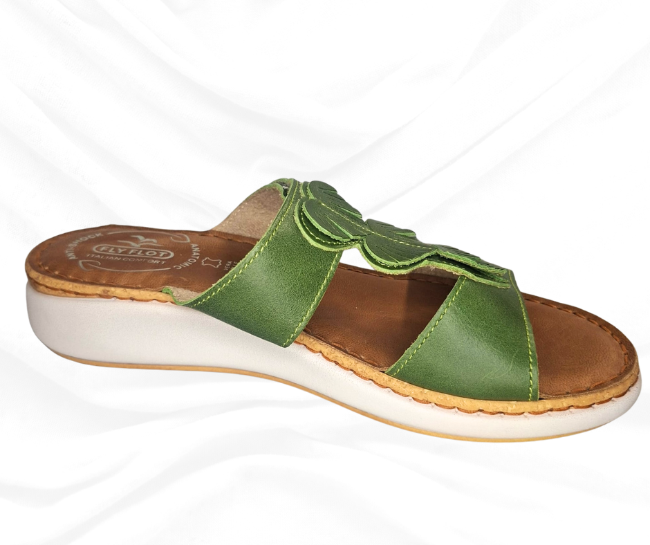 Ciabatta comoda in pelle G46 MG VERDE Fly Flot