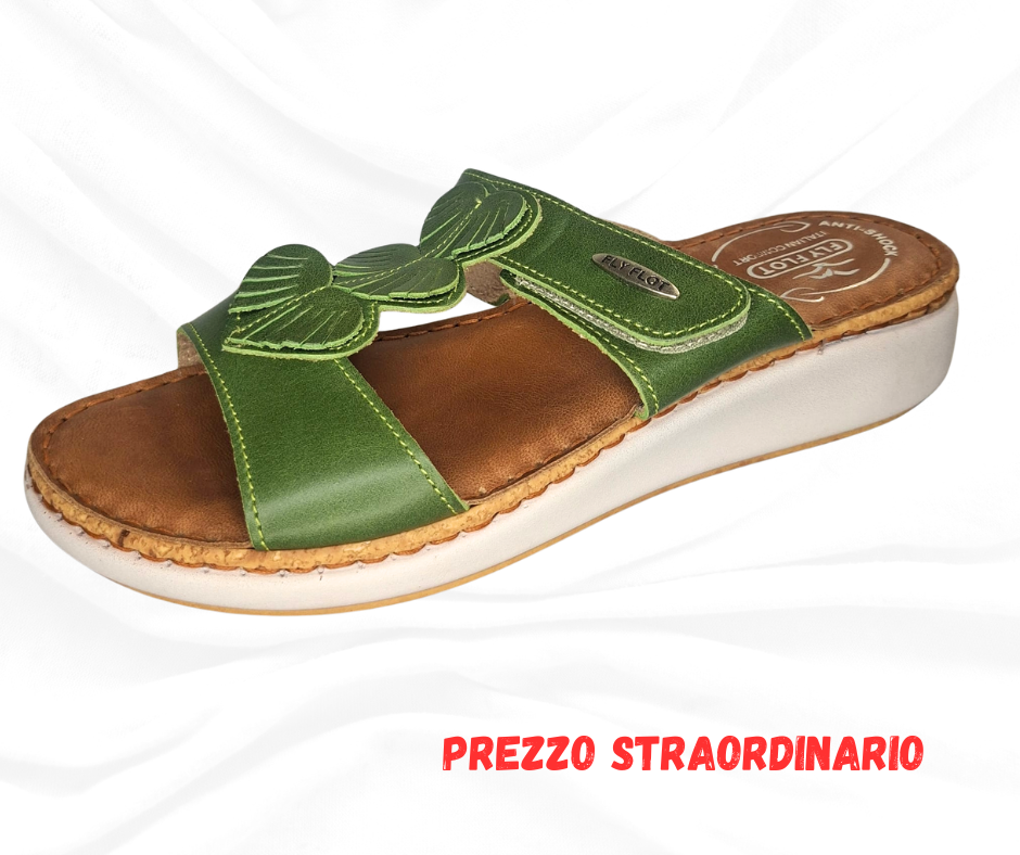 Ciabatta comoda in pelle G46 MG VERDE Fly Flot