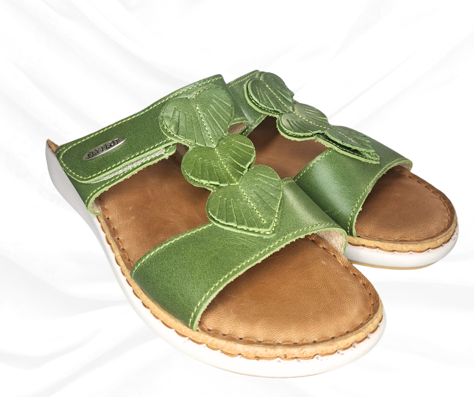 Ciabatta comoda in pelle G46 MG VERDE Fly Flot