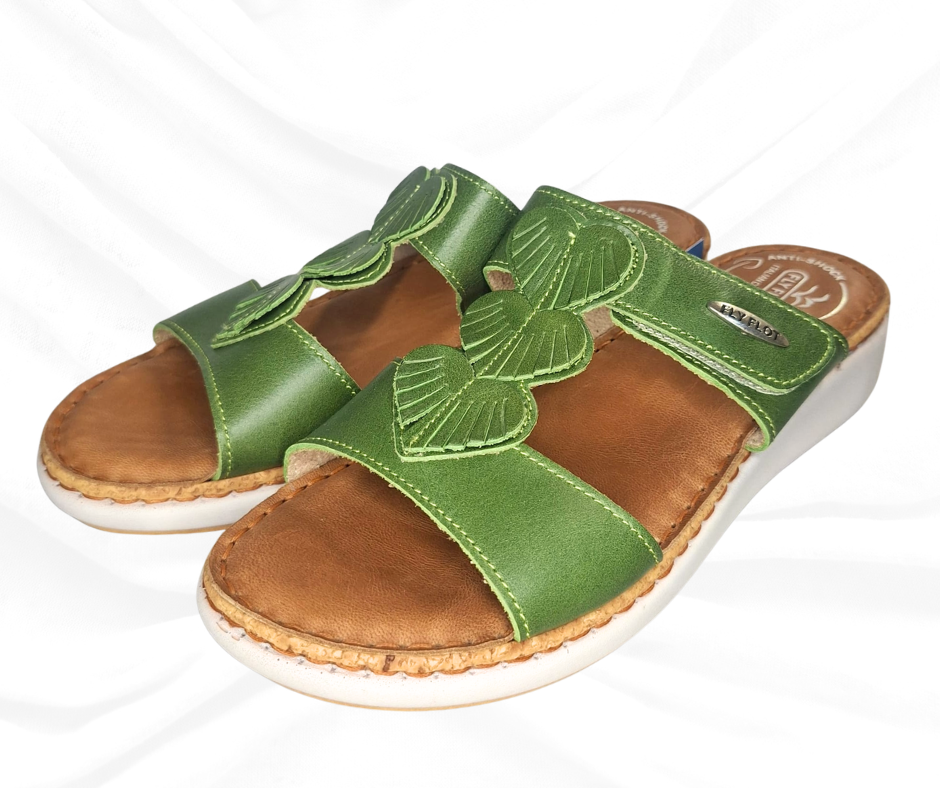 Ciabatta comoda in pelle G46 MG VERDE Fly Flot