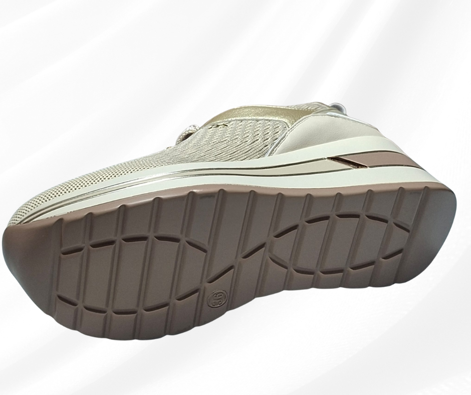 Sneaker donna casual con zeppa alta 5 cm DONNA SERENA 6037 platino