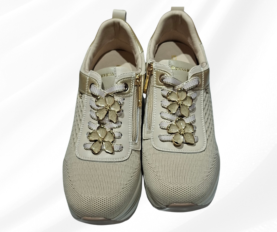 Sneaker donna casual con zeppa alta 5 cm DONNA SERENA 6037 platino