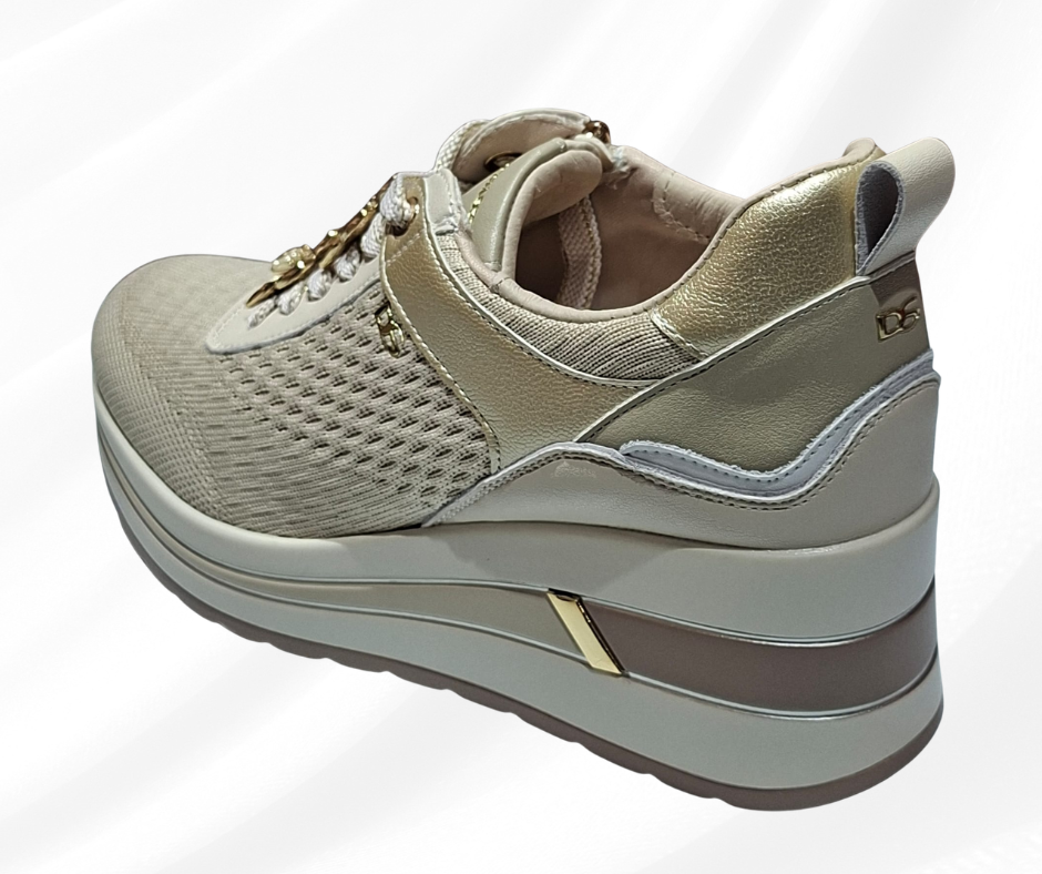 Sneaker donna casual con zeppa alta 5 cm DONNA SERENA 6037 platino