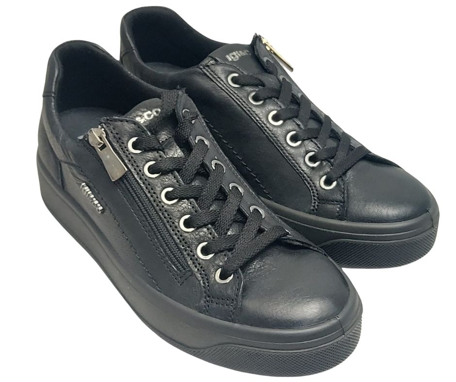 IGI&CO 66696 NERO scarpa comoda sportiva con lacci e lampo