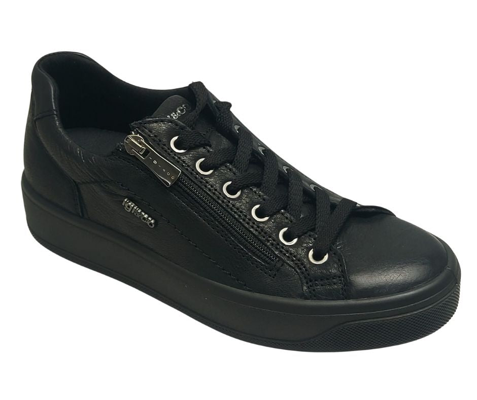 IGI&CO 66696 NERO scarpa comoda sportiva con lacci e lampo