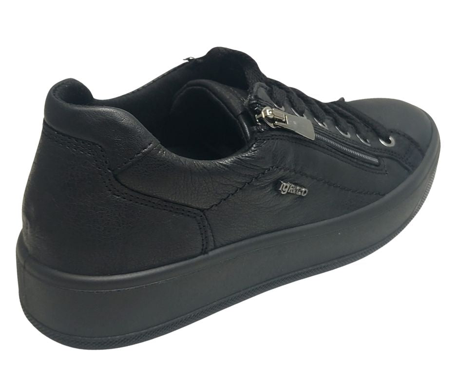 IGI&CO 66696 NERO scarpa comoda sportiva con lacci e lampo