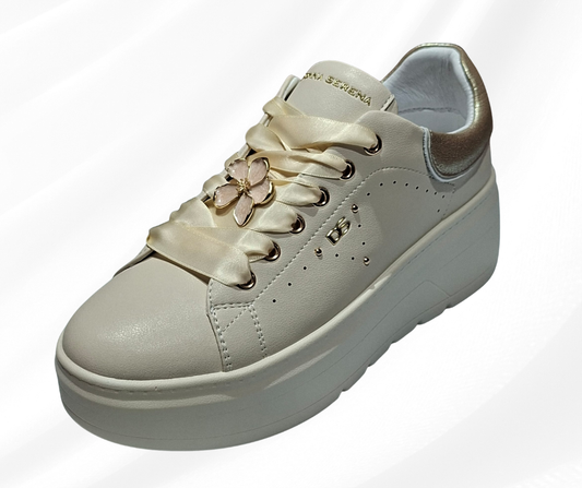 Scarpa comoda donna con lacci DONNA SERENA 675973 beige platino