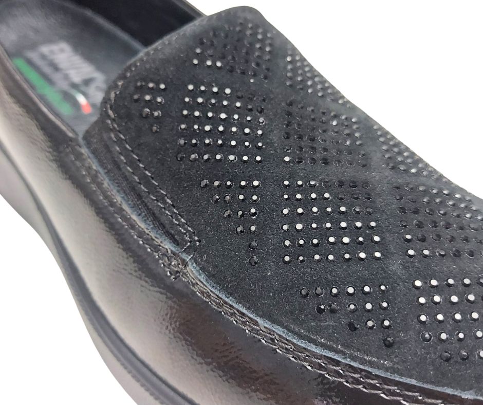 ENVAL SOFT 67615 NERO scarpa comoda accollata con strass a pianta larga