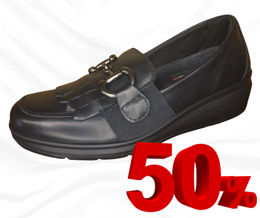 Scarpa accollata in pelle Enval Soft 67632 nero