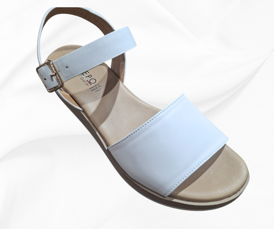 REPO 85222 BIANCO SANDALO COMODO DONNA IN PELLE CON ZEPPA
