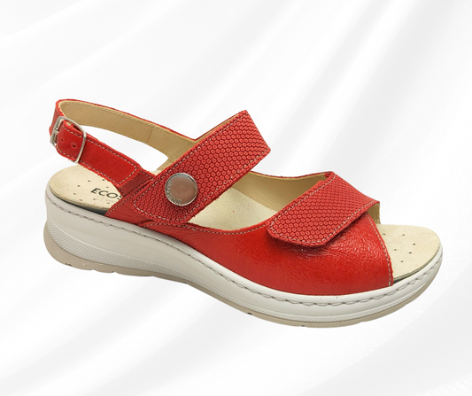 ECOSANIT BLANCO VERNICE ROSSO sandalo molto comodo predisposto per plantari con stretch
