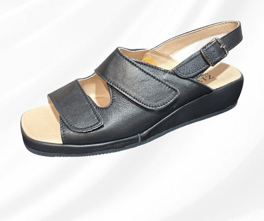 Sandalo in pelle con doppio stretch Ziviani 3012 nero