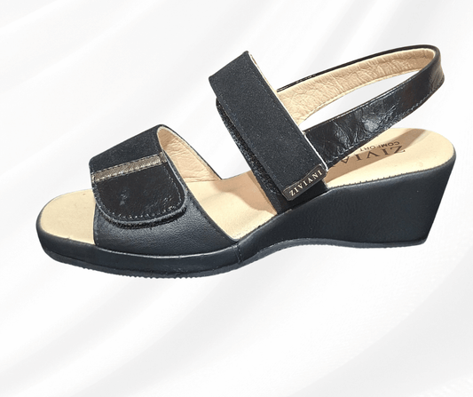 Sandalo comodo Ziviani con doppio stretch 515 nero