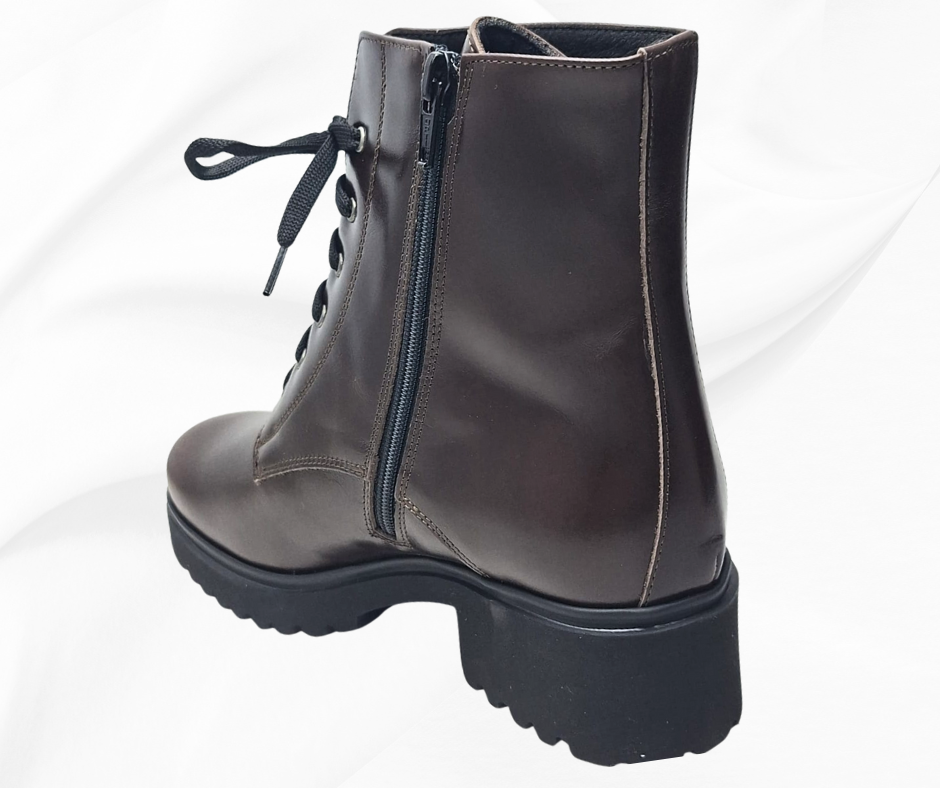 MARAL G018 TESTA DI MORO stivaletti in pelle con lacci e lampo predisposti per platare