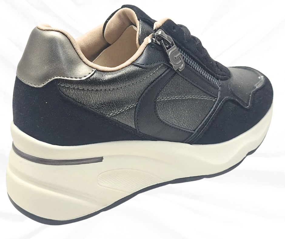 Gold&Gold GB1015 NERO sneaker donna con lacci e lampo