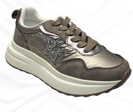 Gold&Gold GB980 KAKI sneaker donna con lacci
