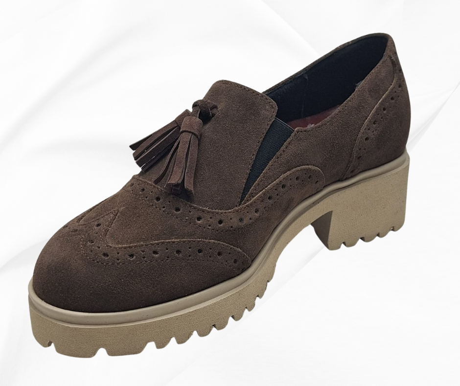 MARAL G020 MARRONE Scarpe da infilare nere in camoscio con suola robusta