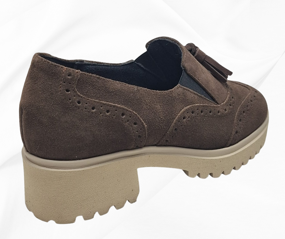 MARAL G020 MARRONE Scarpe da infilare nere in camoscio con suola robusta