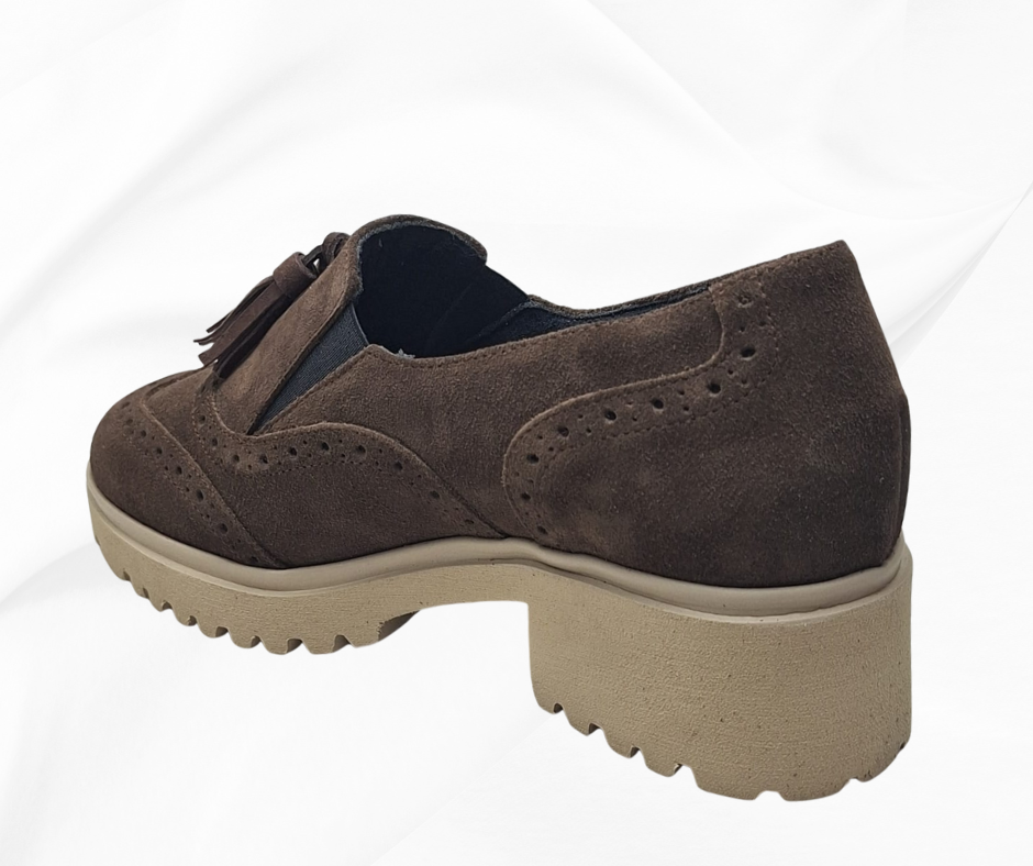 MARAL G020 MARRONE Scarpe da infilare nere in camoscio con suola robusta