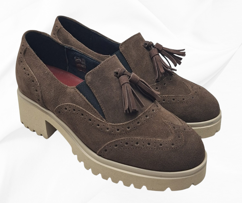 MARAL G020 MARRONE Scarpe da infilare nere in camoscio con suola robusta