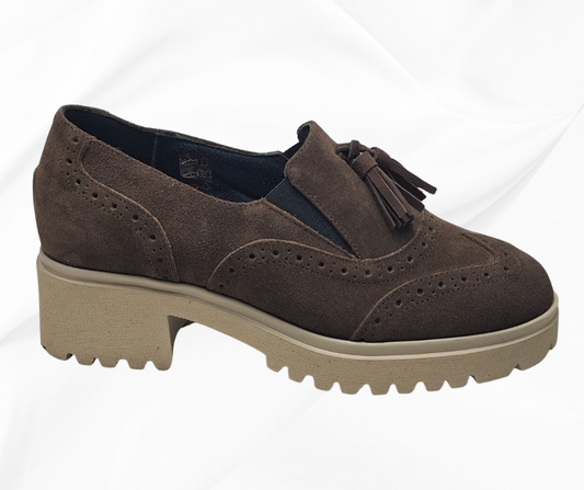 MARAL G020 MARRONE Scarpe da infilare nere in camoscio con suola robusta