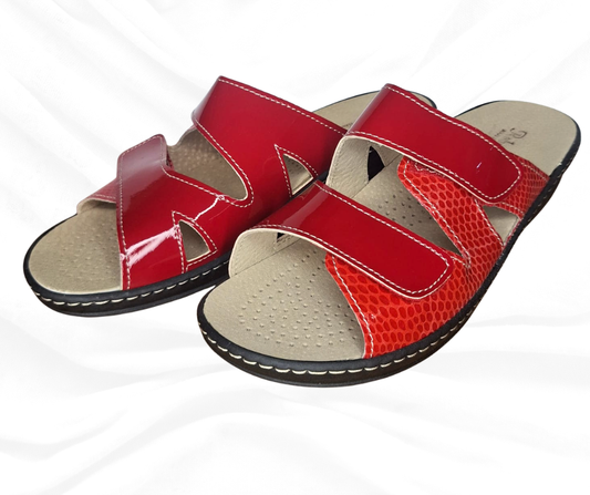 Ciabatta comoda in pelle con plantare estraibile H11 rosso