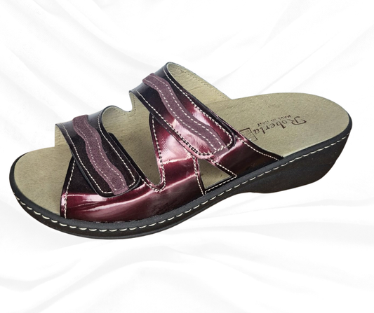 Ciabatta comoda in pelle con plantare estraibile H5 kid bordo