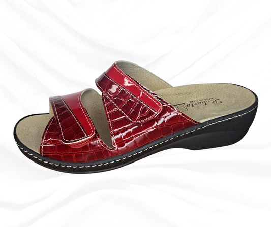 Ciabatta comoda in pelle con plantare estraibile HH61 rosso cocco